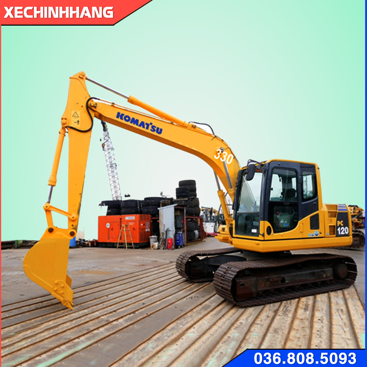 Máy xúc đào Komatsu 120 tại cảng