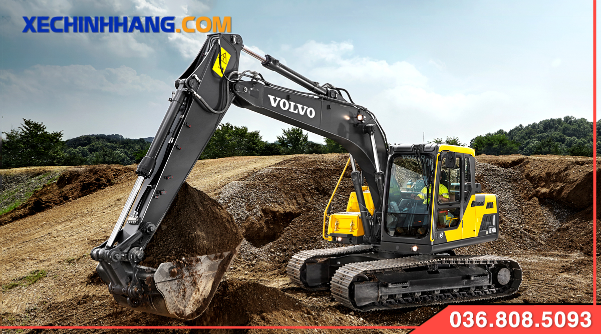 Máy xúc đào Volvo 140 trên công trường