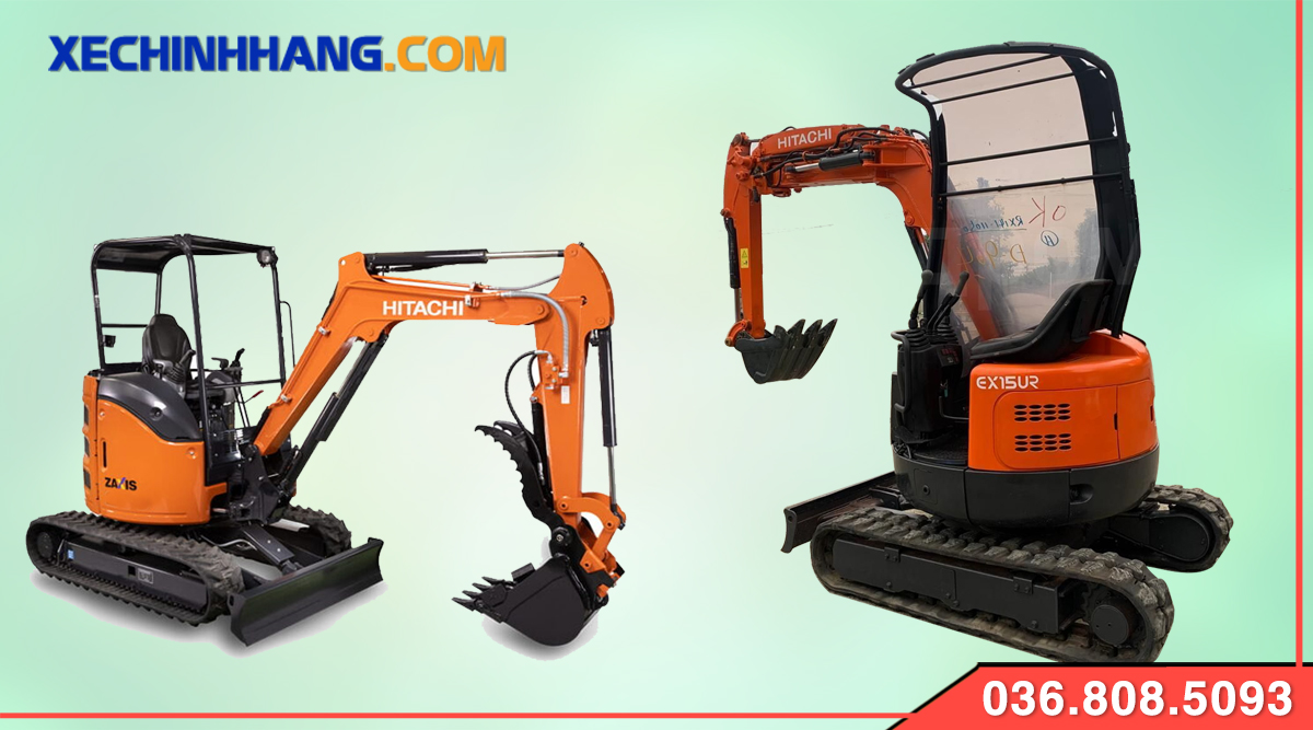 Máy xúc mini làm vườn Hitachi Ex15 mới