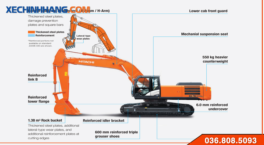 Thiết kế trên máy xúc Hitachi ZX330