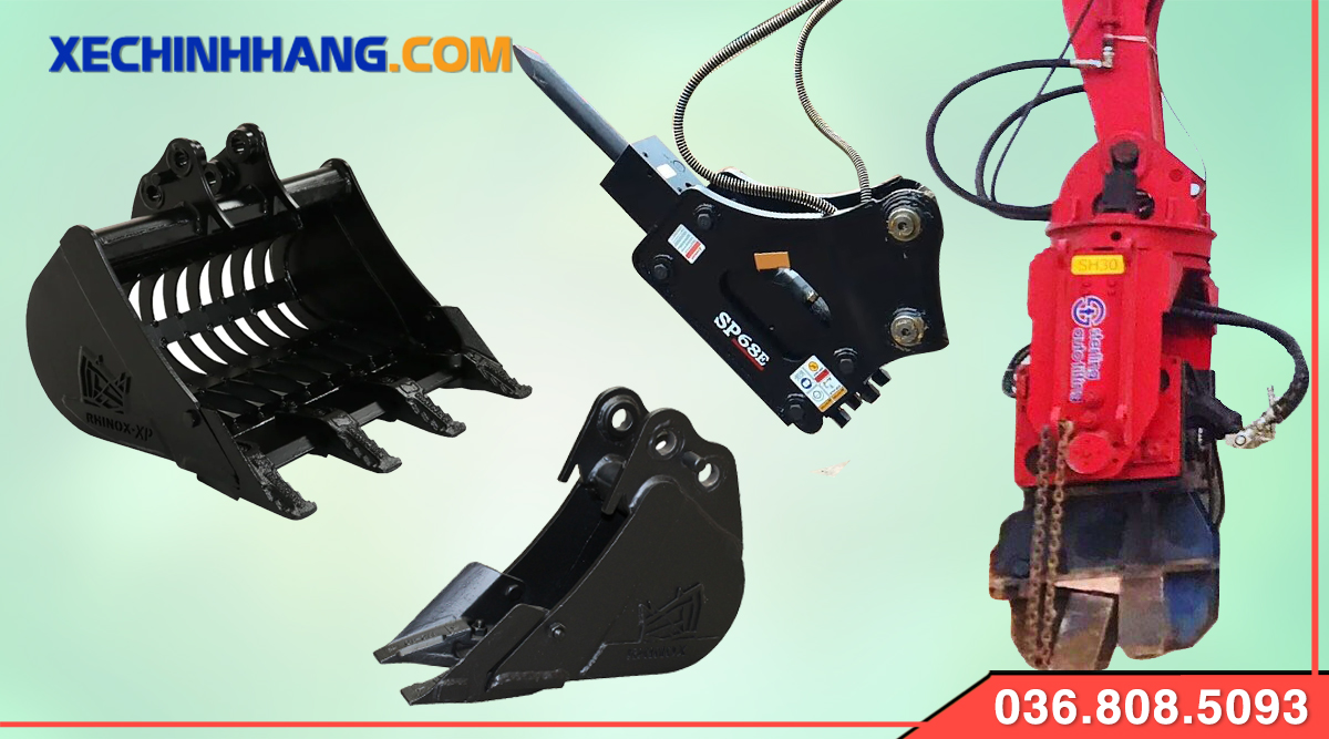Trang bị đi kèm máy xúc mini làm vườn