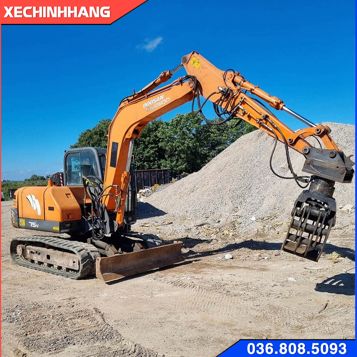 máy xúc Doosan Dx75 gắn kẹp