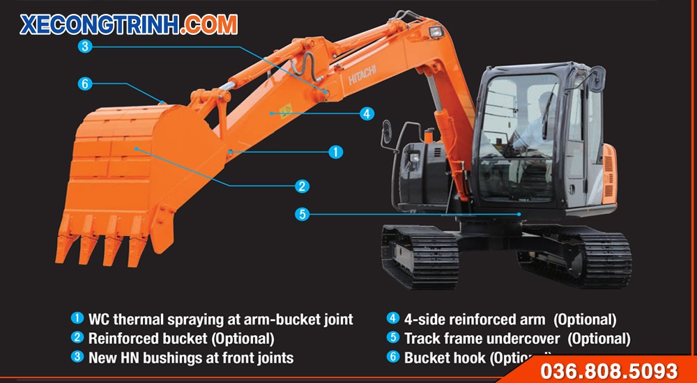 Cấu tạo máy xúc Hitachi zaxis 70