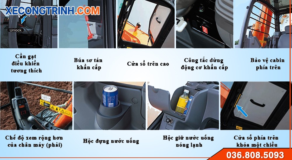 Khoang nội thất máy đào HItachi ZX330