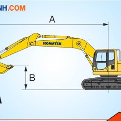 Kích thước máy đào Komatsu 200-8