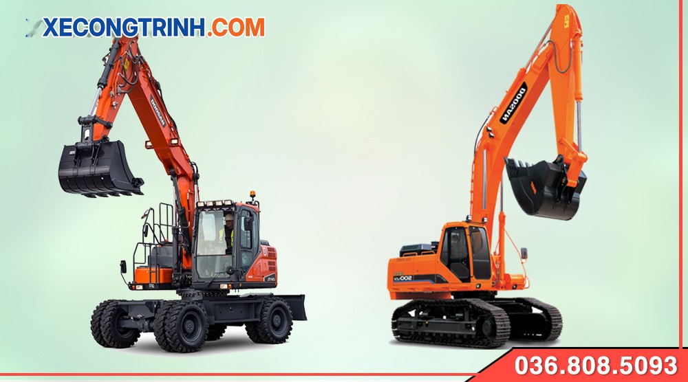 Máy xúc Doosan bánh xích, bánh lốp