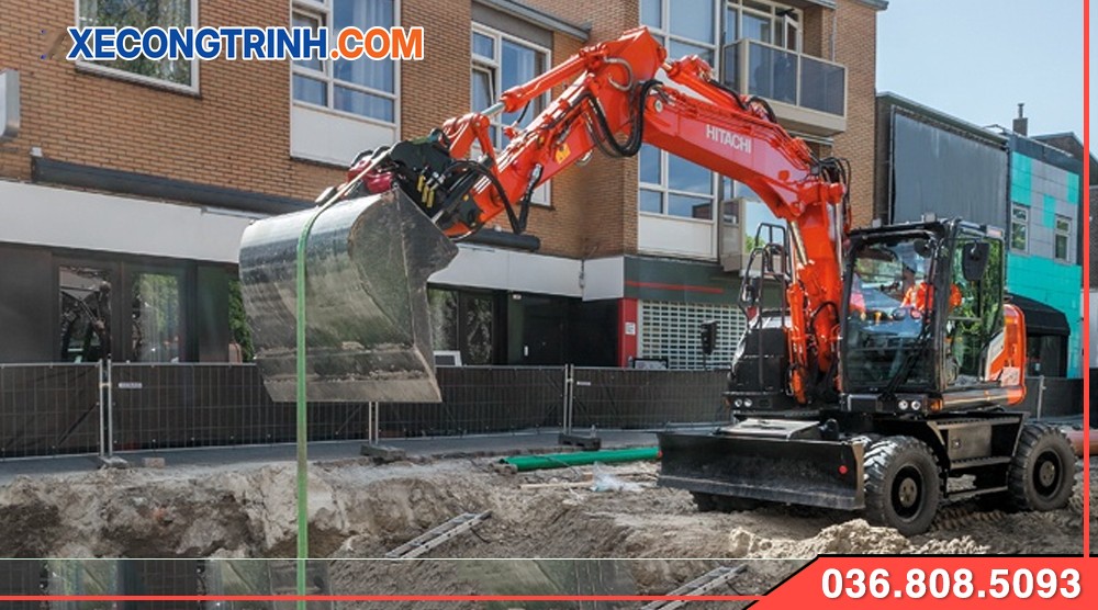 Máy xúc Hitachi 135 bánh Lốp