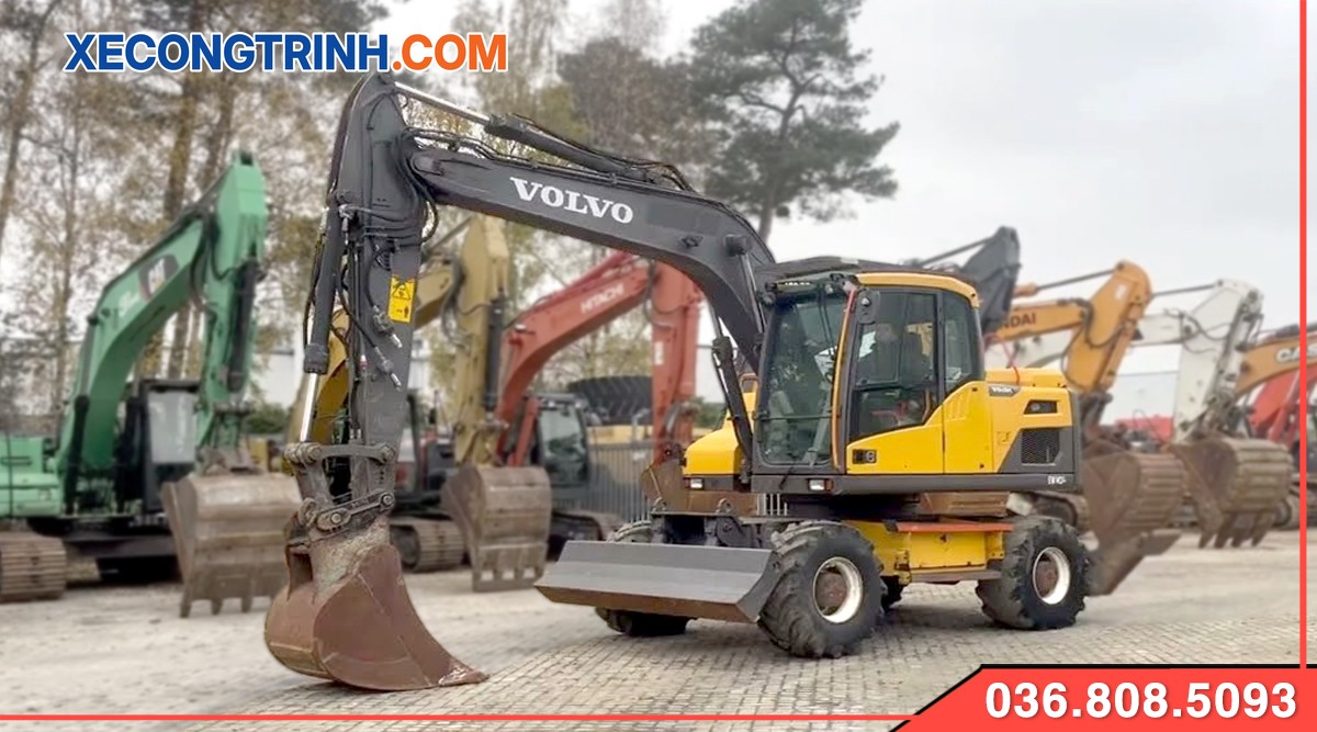 Máy xúc Volvo 140 lốp cũ
