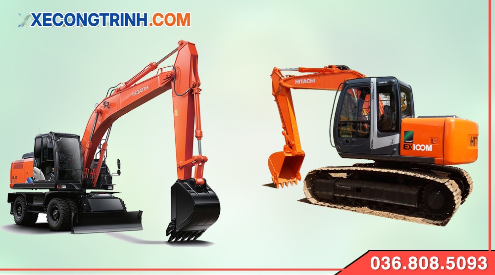Máy xúc đào Hitachi 100 bánh lốp-bánh xích