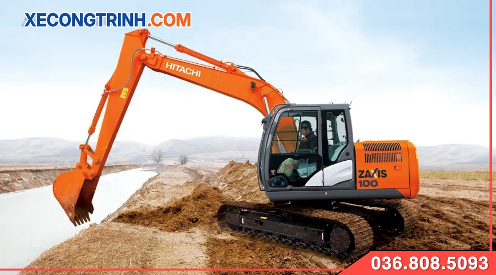 Máy xúc đào Hitachi tại công trường