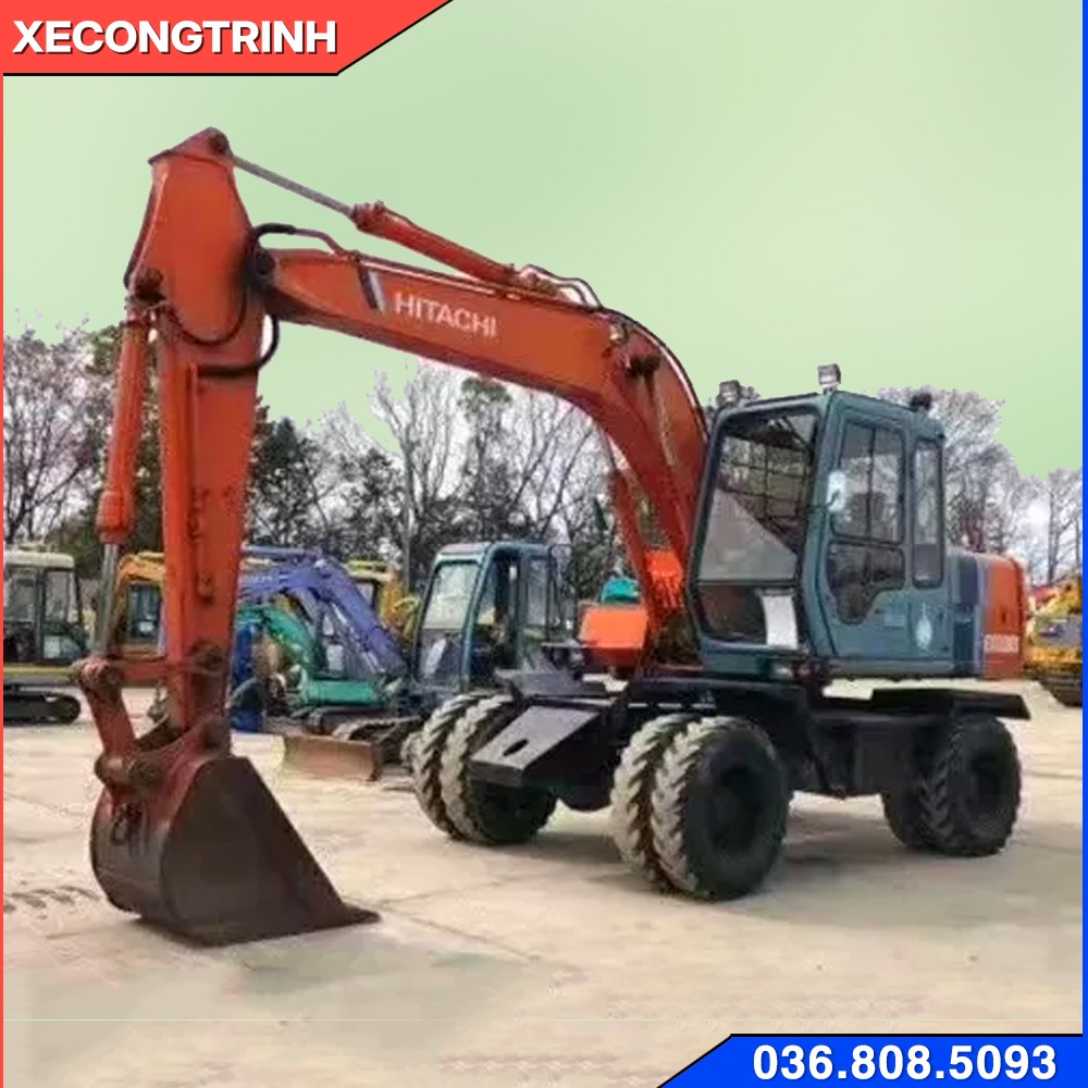 Máy xúc hitachi Ex100 Bánh lốp