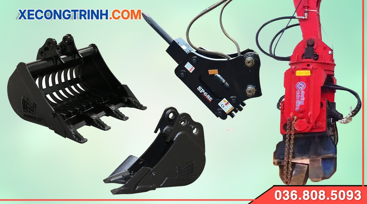Trang bị đi kèm máy xúc mini làm vườn