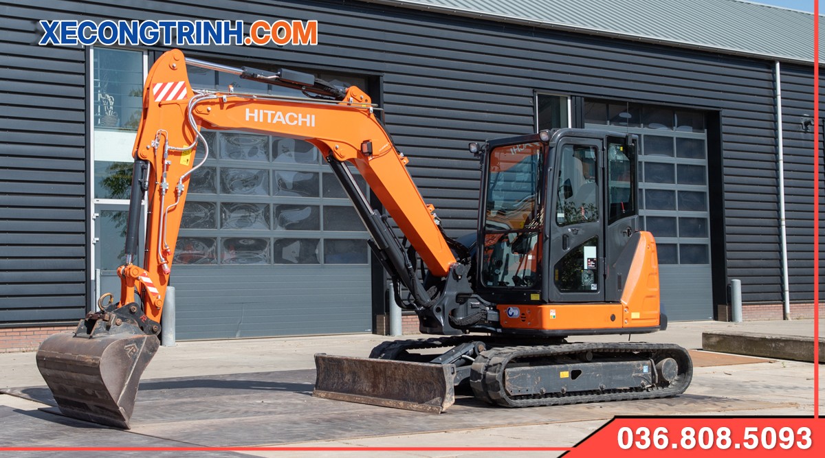 Xe cuoc 03 Hitachi banh lop cao su