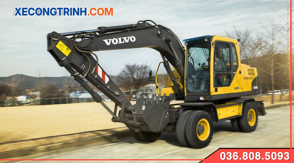 máy xúc Volvo 145 bánh lốp mới